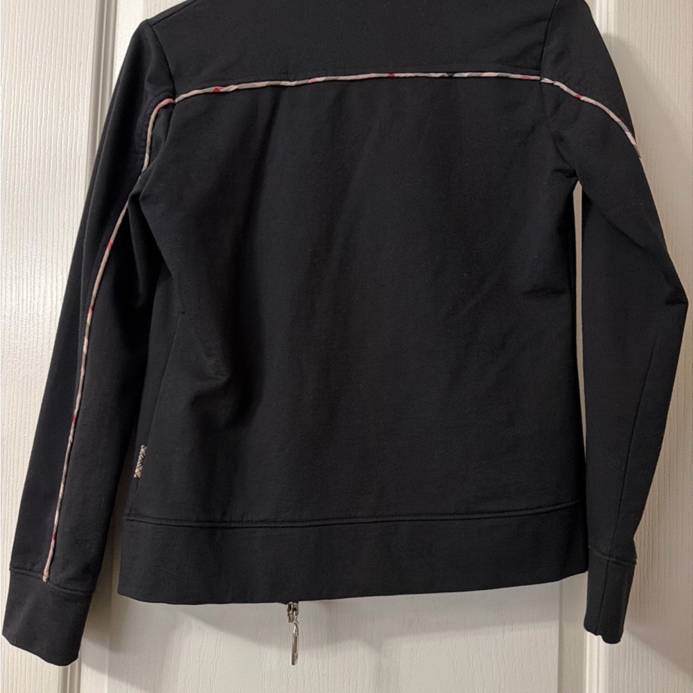 Burberry Black Track Jacket with Signature Check Trim - Picture 4 of 7